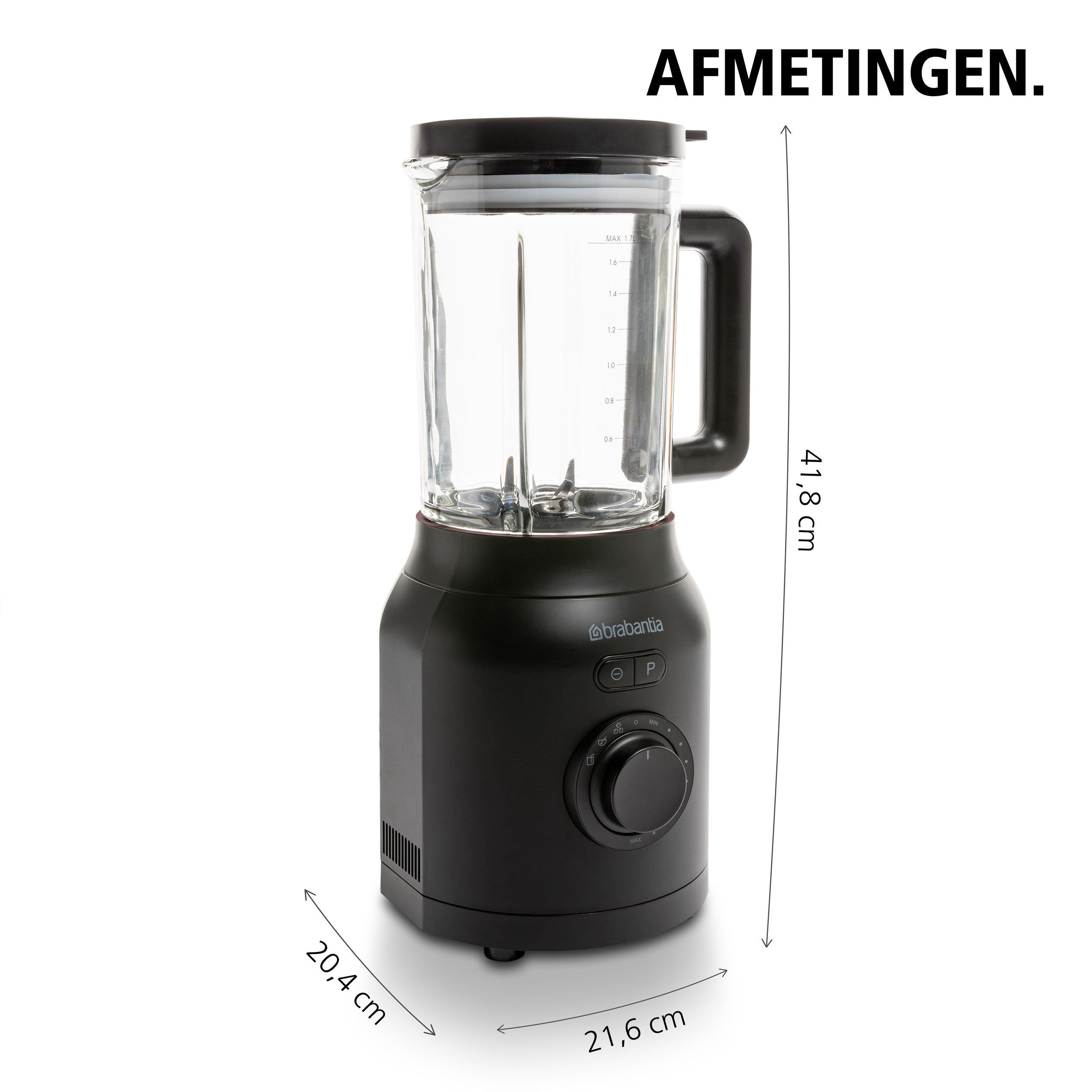 Brabantia Blender - 3 Automatische Programma's - 1200 Watt - Aanpasbare snelheidsregelingen - Duurzame RVS messen - BBEK1057