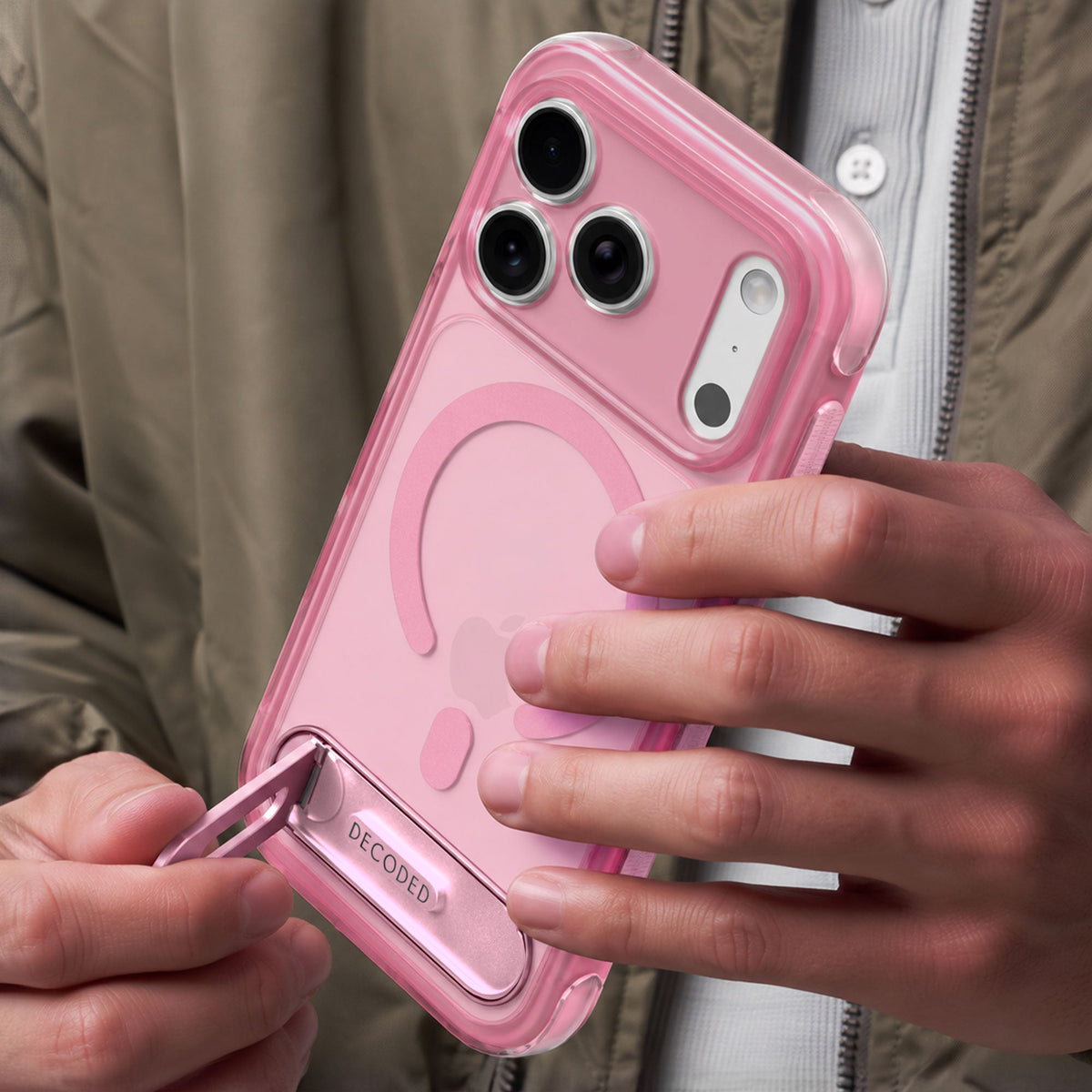 Hybrid Stand Case | Clear Pink | iPhone 18 Pro Max | D27IPO18PMBCS8STCK