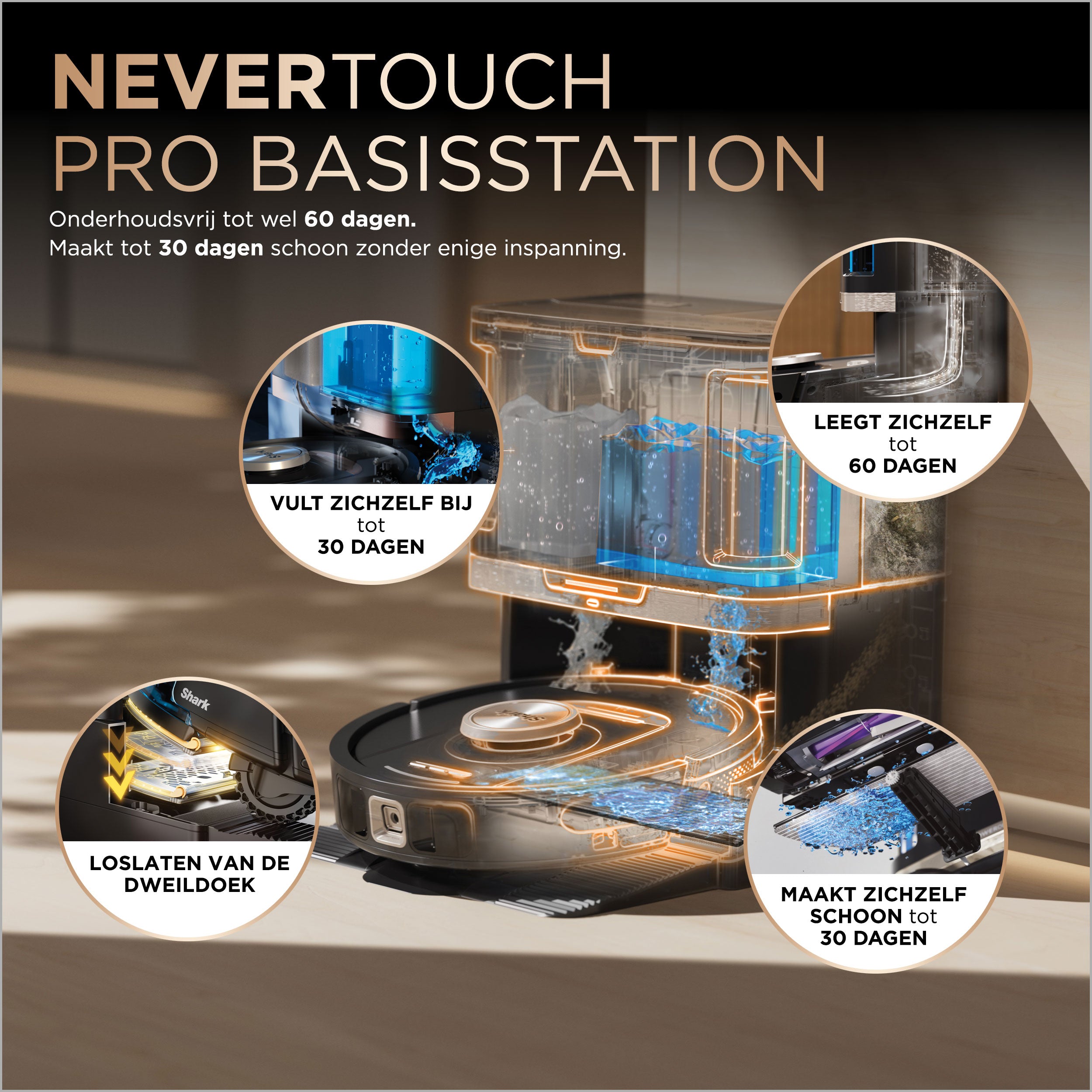 Aspirateur robot 2 en 1 Shark PowerDetect NeverTouch Pro - RV2800ZEEU