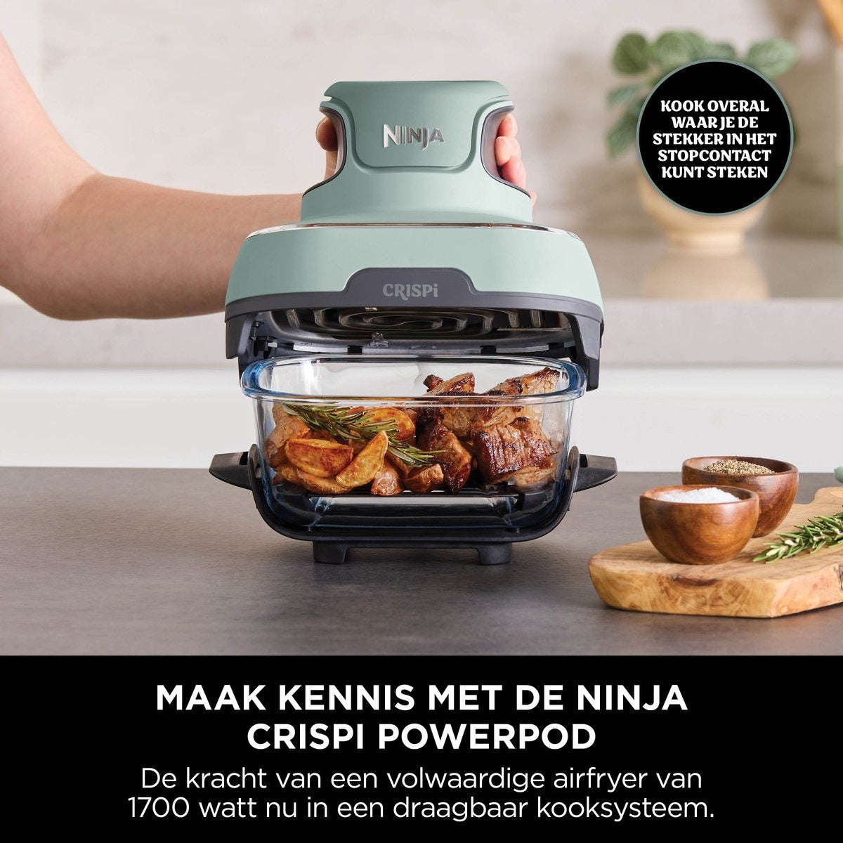 Ninja CRISPi 4-in-1 Glazen Airfryer - Groen - FN101EUSG