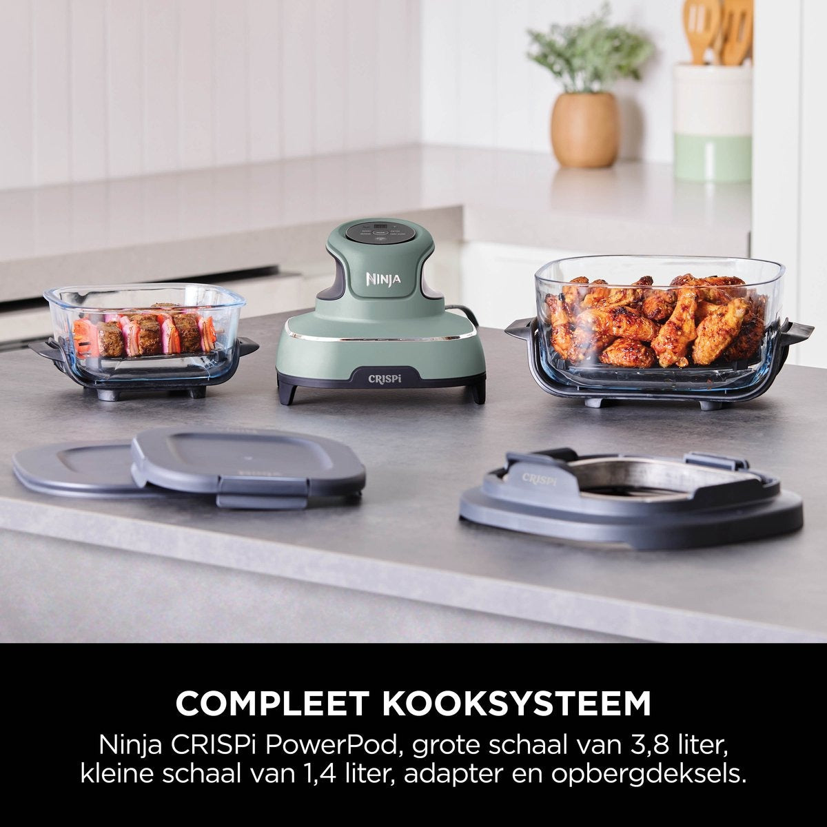 Ninja CRISPi 4-in-1 Glazen Airfryer - Groen - FN101EUSG