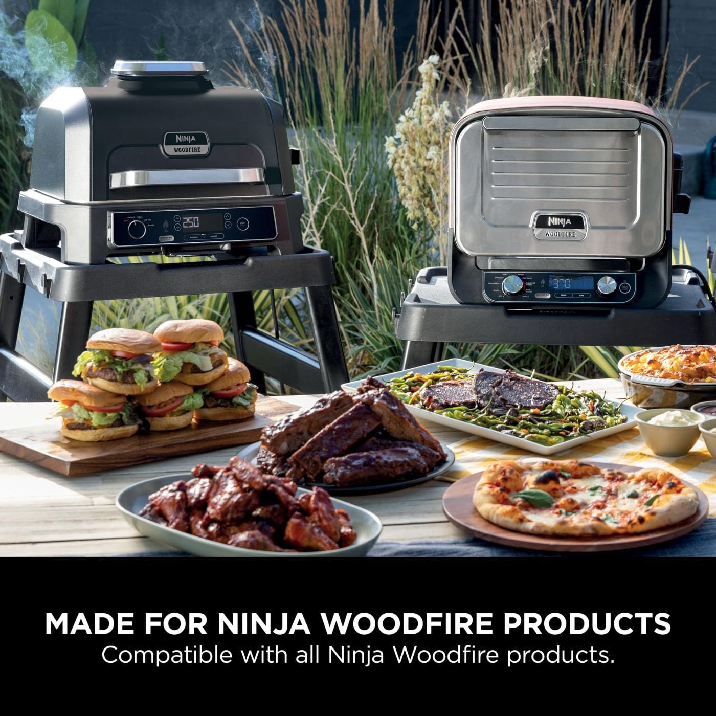 Ninja Woodfire Officiële Standaard met Zijtafel - In Hoogte Verstelbaar