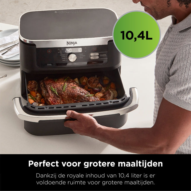 Ninja Foodi AF500EU Mega Dubbele Airfryer XXL - 10.4 Liter - Twee Kookvakken of Één MegaZone - Heteluchtfriteuse