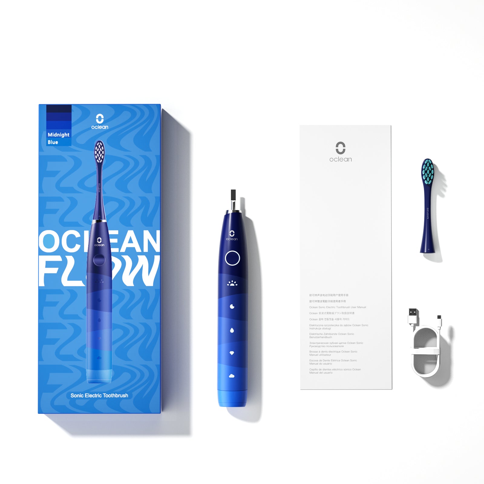 Oclean Flow - Elektrische Tandenborstel - 5 Verschillende Poetsstanden - Timer - Lange levensduur van batterij - Blauw - C01000308