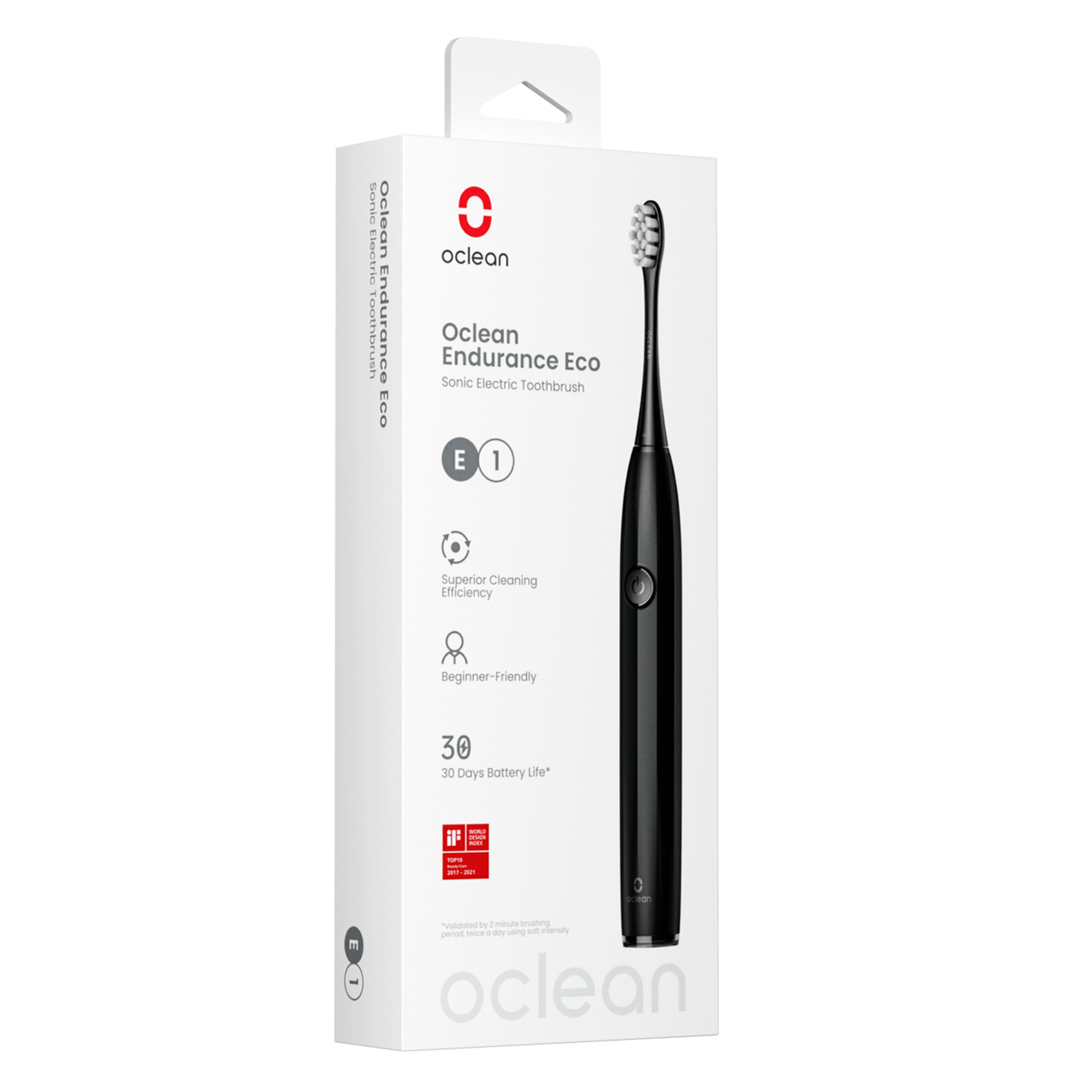 Oclean Endurance Eco - Elektrische tandenborstel - Speciaal ontworpen voor Beginners - Beschermd Tandvlees en Glazuur - Zwart - C01000423