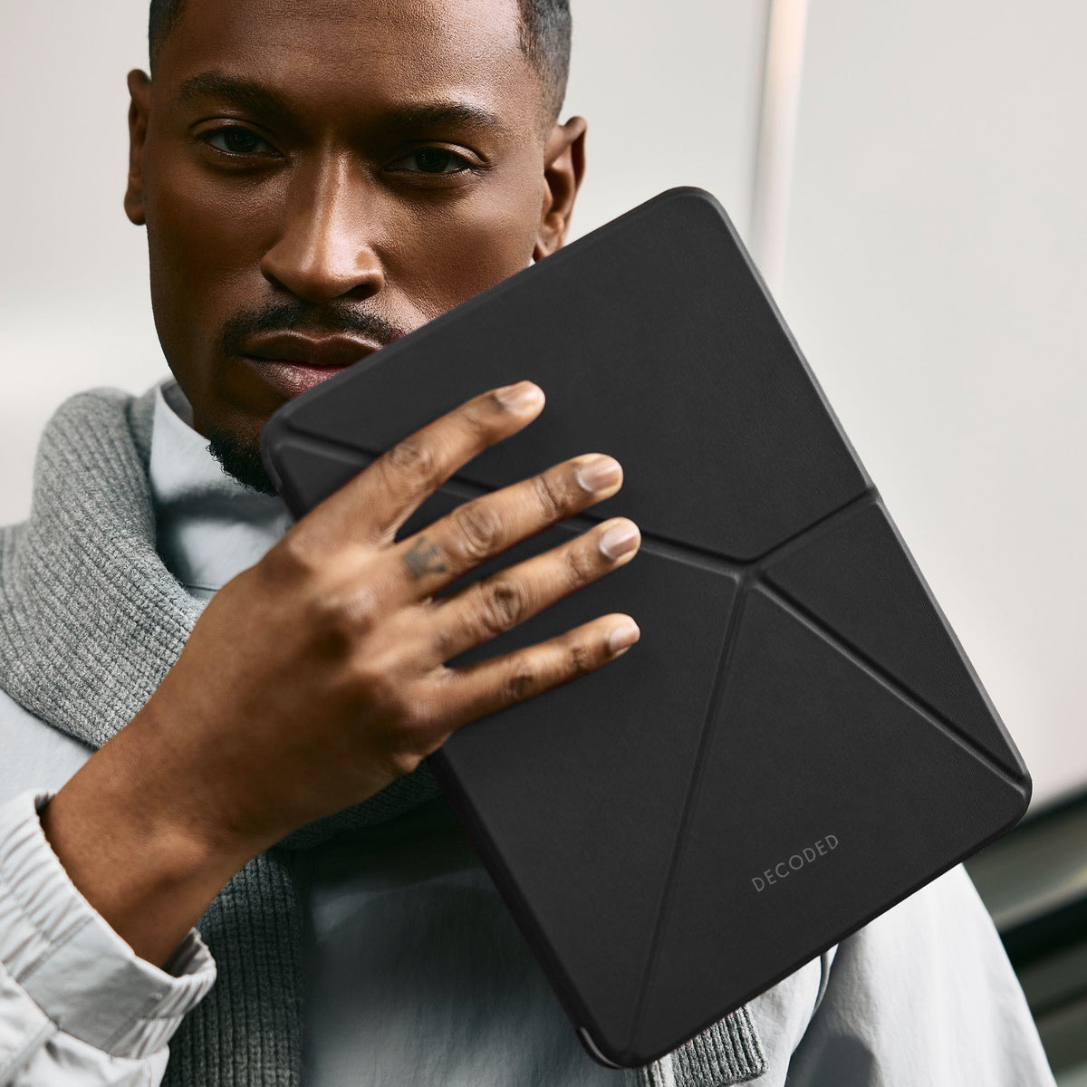 DECODED Silicone Slim Folio iPad Case, Charcoal, iPad Air