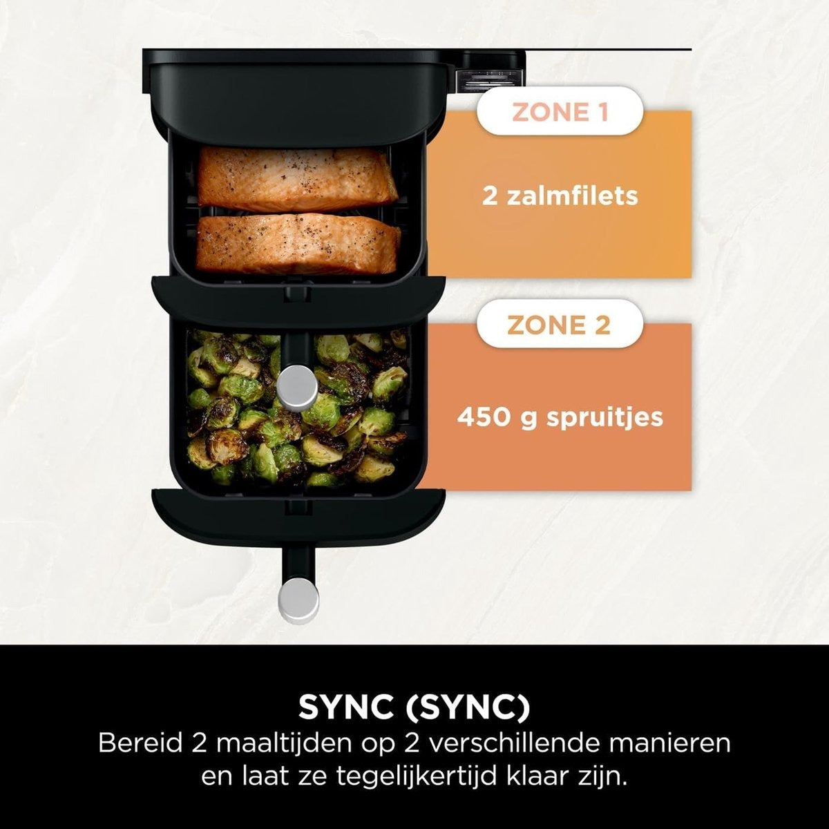 Ninja Double Stack Airfryer XXL - 7.6 Liter - Dubbele Gestapelde Lades - 6 Programma's - Inclusief 2 Kookrekjes - SL300EU