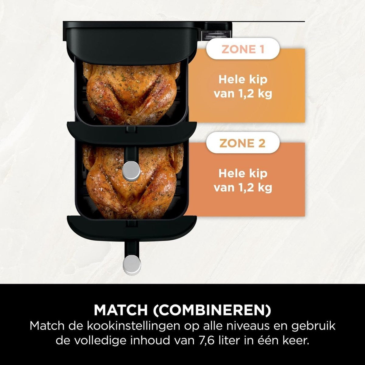 Ninja Double Stack Airfryer XXL - 7.6 Liter - Dubbele Gestapelde Lades - 6 Programma's - Inclusief 2 Kookrekjes - SL300EU