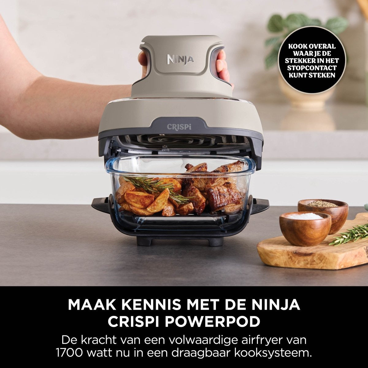 Ninja CRISPi 4-in-1 Glazen Airfryer - Beige - FN101EUST